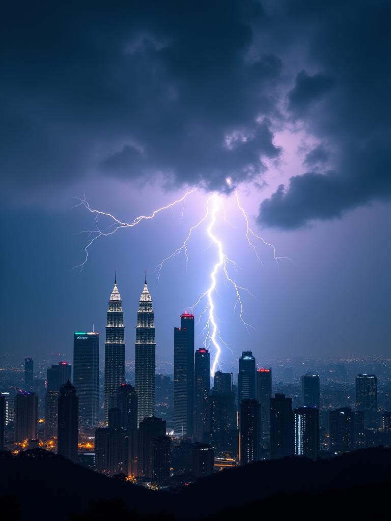 Ribut petir dramatik di atas Lembah Klang